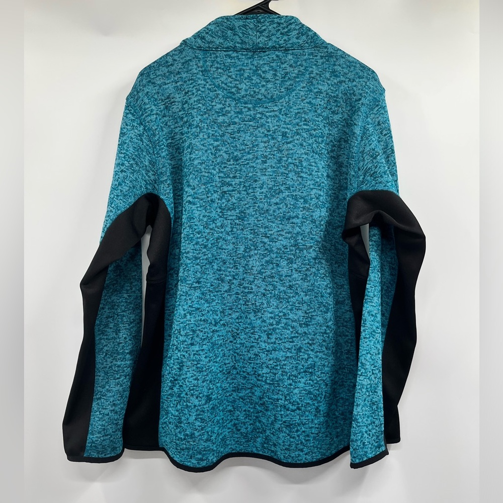 Marc New York Heathered Turquoise Black Fleece Knit Zip Classic Jacket size XL - Picture 6 of 9